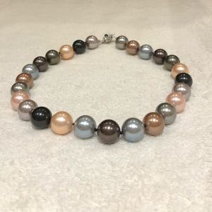 Large Multi Coloured Simulated Pearl Necklace